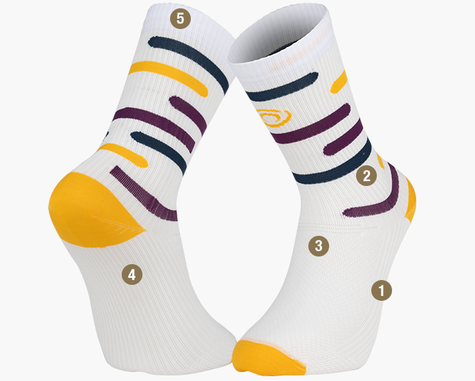 Light RUN high socks White/Purple/Yellow
